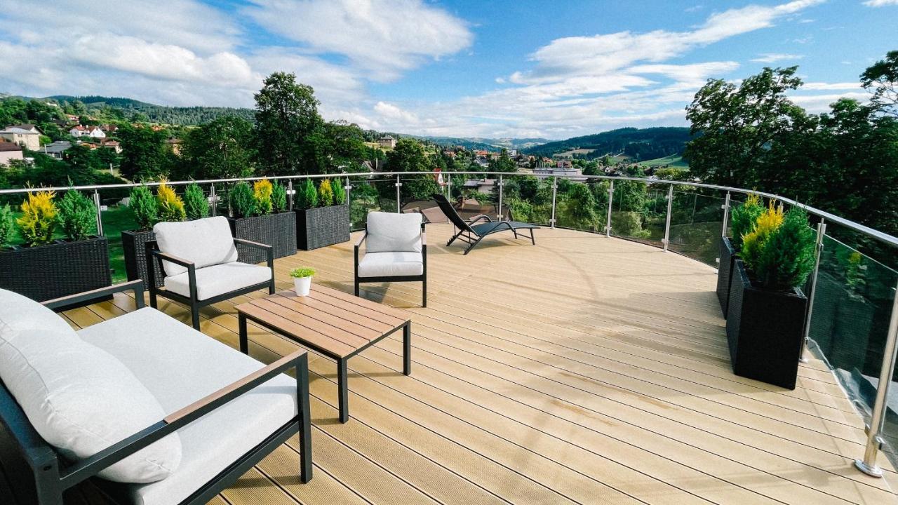 Penthouse Sloneczna Rapsodia - Blisko Parku Zdrojowego - Duzy Taras Na Dachu - Piekny Widok - Winda - Garaz Apartman Rabka Kültér fotó