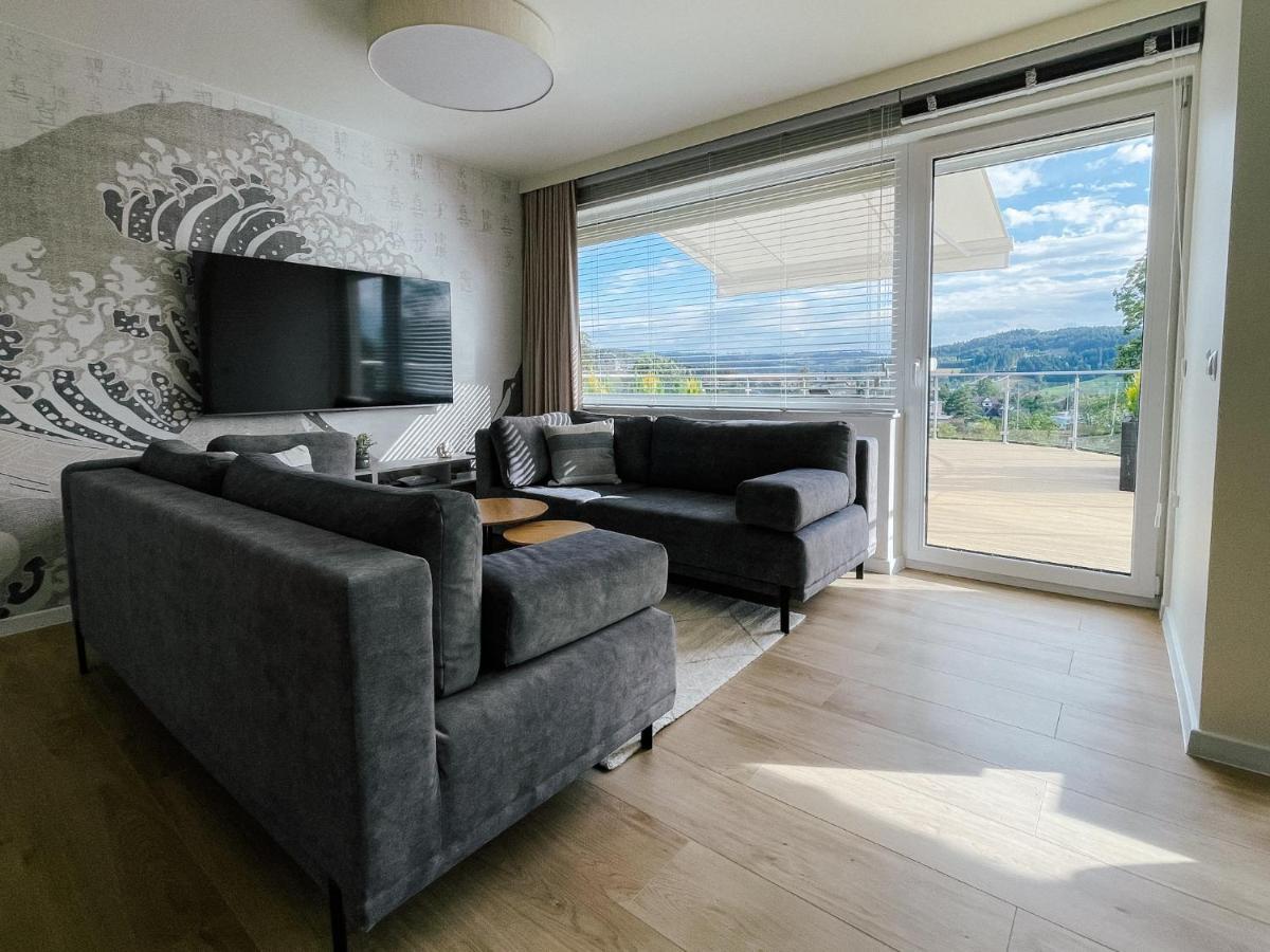 Penthouse Sloneczna Rapsodia - Blisko Parku Zdrojowego - Duzy Taras Na Dachu - Piekny Widok - Winda - Garaz Apartman Rabka Kültér fotó